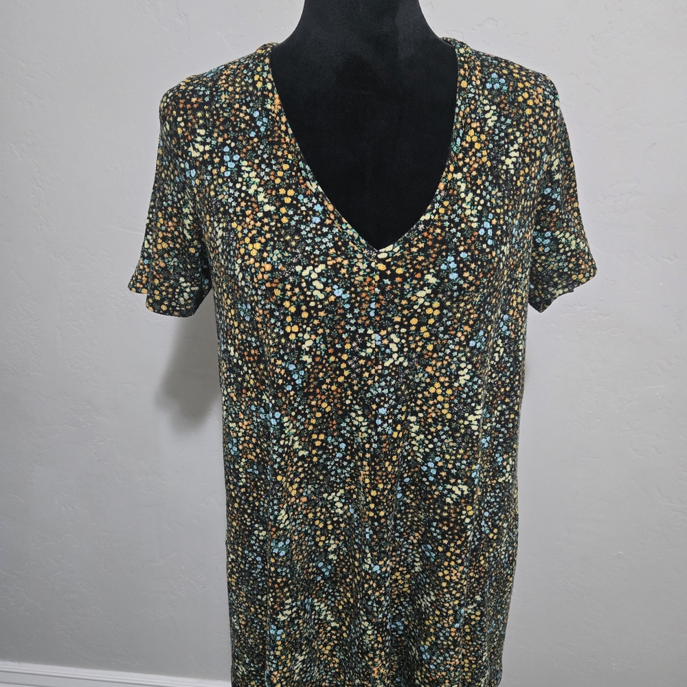 Multicolor V-Neck Short Sleeve Top